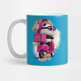 Cute Panda Riding a Pink Scooter - Adorable Panda - Kawaii Panda Mug